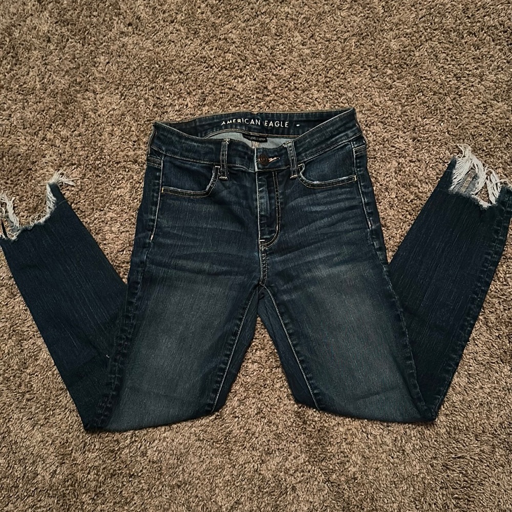 American Eagle jean with distressing on ankles